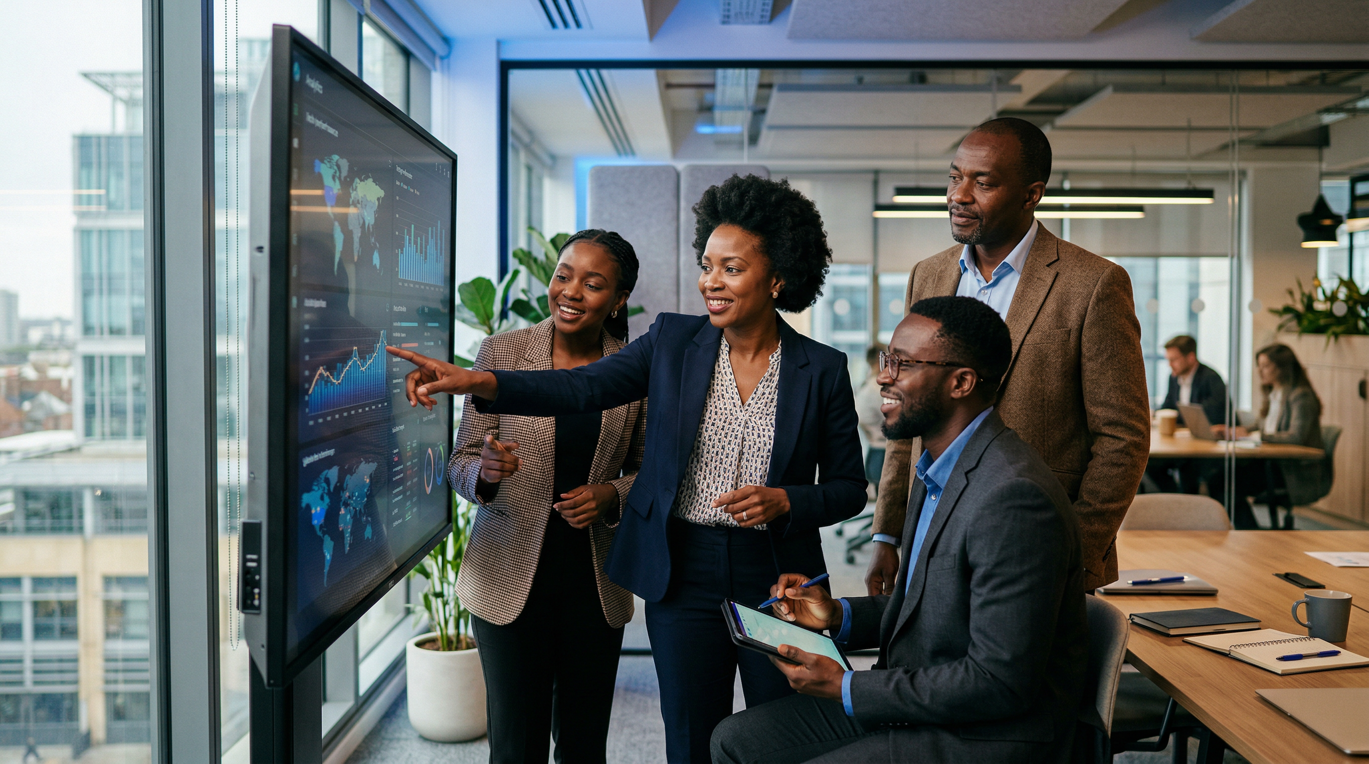 African professionals collaborating in a modern office